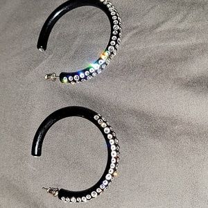 Swarovski studded loop earrings